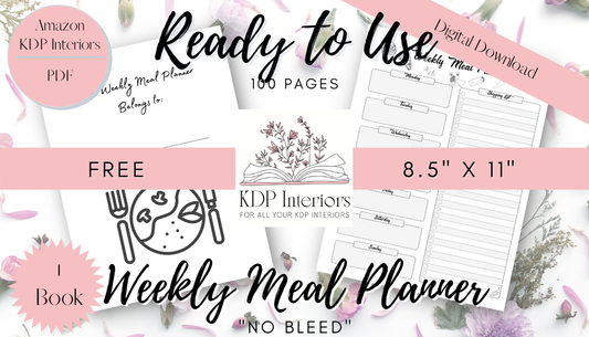 Free! 100 Page Weekly Meal Planner KDP Interior